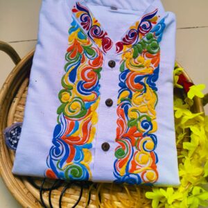 রঙধনু আলপনা হ্যান্ড পেইন্ট পাঞ্জাবি