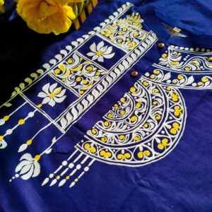 নীল আভিজাত্য হ্যান্ড পেইন্ট পাঞ্জাবি