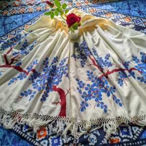 আইভরি ট্রি মোটিফ হ্যান্ড পেইন্ট শাল