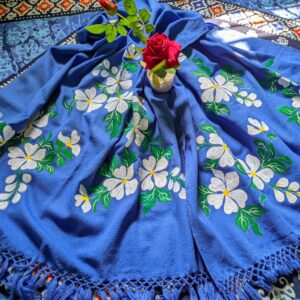 নীল শেফালি হ্যান্ড পেইন্ট শাল